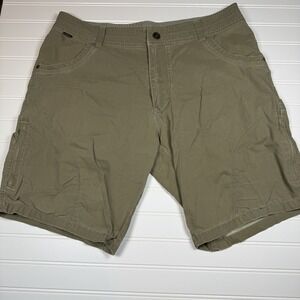 Kuhl Hiking Cargo Shorts Men's 36 Grey Brown Vintage Patina Dyed Zip Pockets GUC
